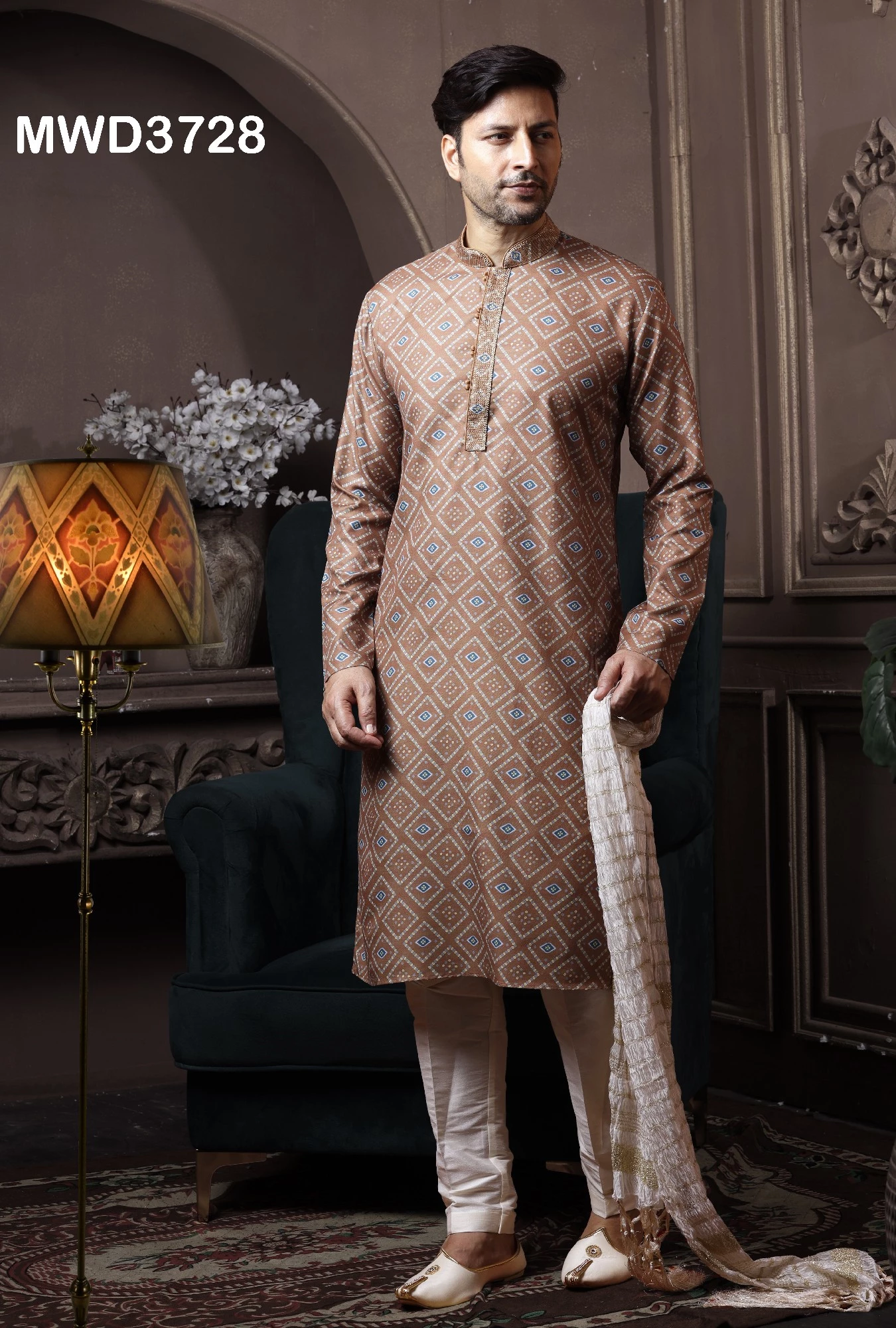 Brown Printed Designs Mens Kurta Pajama, 36-1.webp